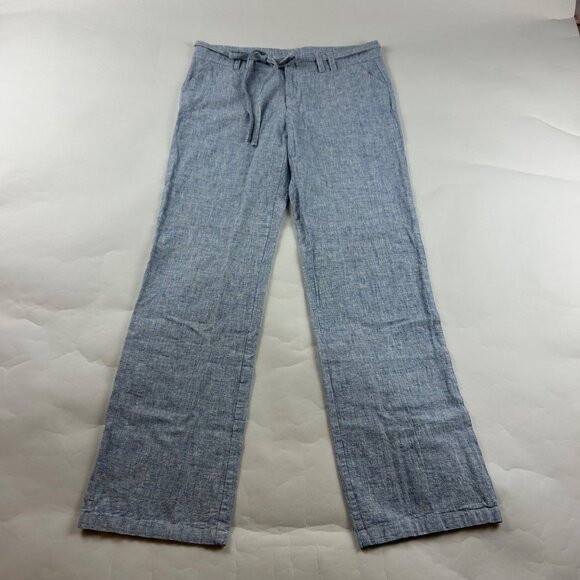 Zenana Outfitters Blue Chambray Linen Blend Straight Leg Summer Pant L - Picture 1 of 6